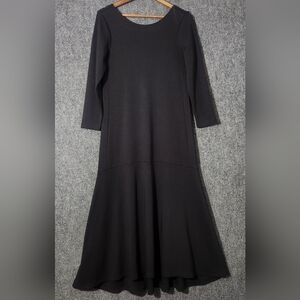 AYR LS Gallery Long Sleeve Midi Flare Hem Black Dress Size M